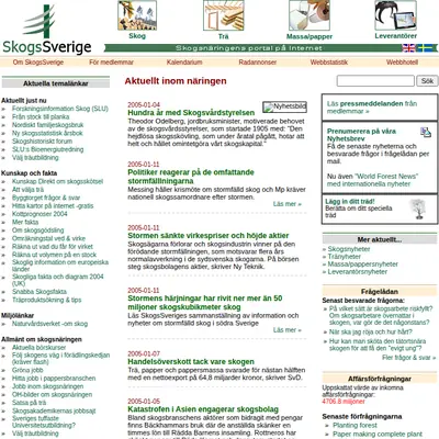 skogssverige.se startsida 2005