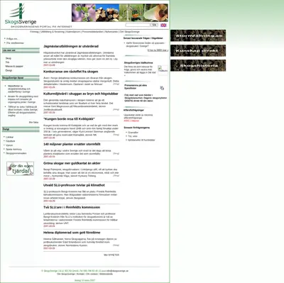 skogssverige.se startsida 2007