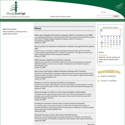 skogssverige.se startsida 2008
