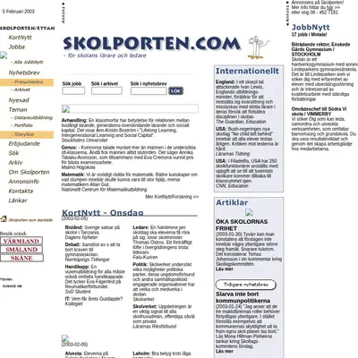 www.skolporten.se startsida 2003