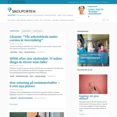 www.skolporten.se startsida 2020