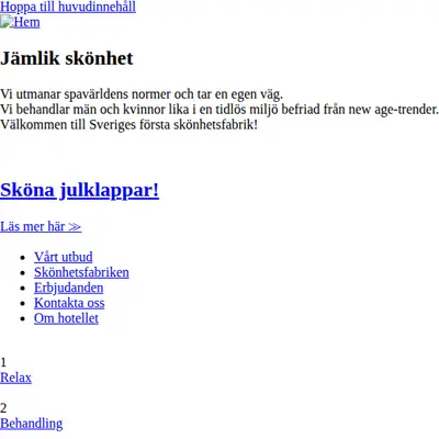Skönhetsfabriken, www.skonhetsfabriken.se startsida 2012