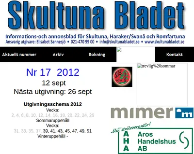 Skultuna Bladet startsida 2012