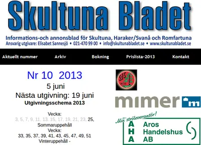 Skultuna Bladet startsida 2013