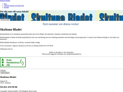 Skultuna Bladet startsida 2016