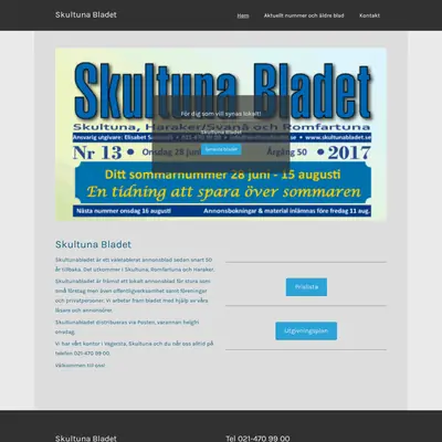 Skultuna Bladet startsida 2017