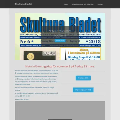 Skultuna Bladet startsida 2018