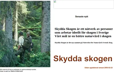 skyddaskogen.se startsida 2005