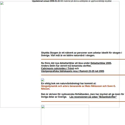skyddaskogen.se startsida 2006