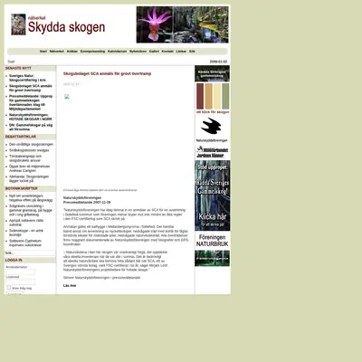 skyddaskogen.se startsida 2008