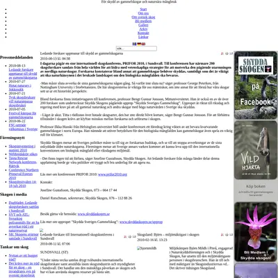 skyddaskogen.se startsida 2010