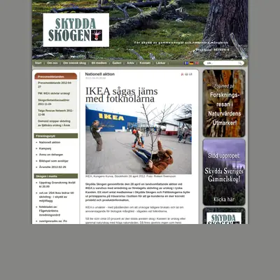 skyddaskogen.se startsida 2012