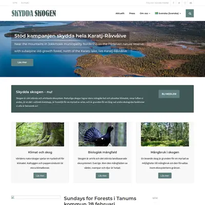skyddaskogen.se startsida 2021