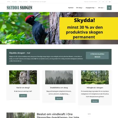 skyddaskogen.se startsida 2022