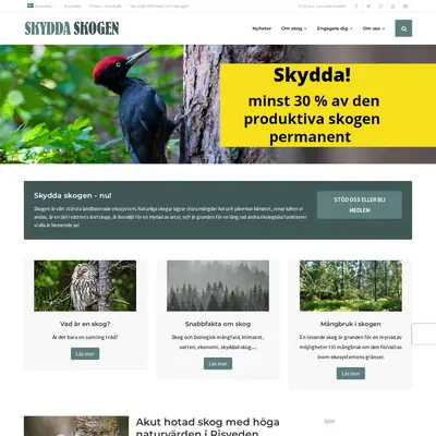 skyddaskogen.se startsida 2023