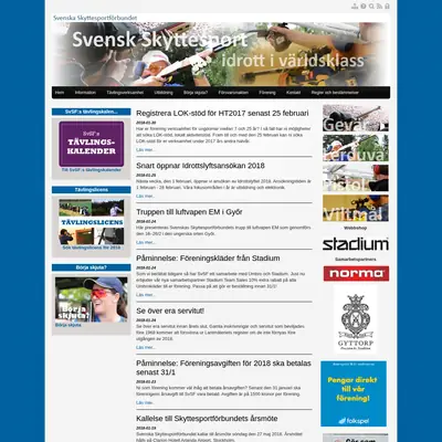 Svensk Skyttesport startsida 2018