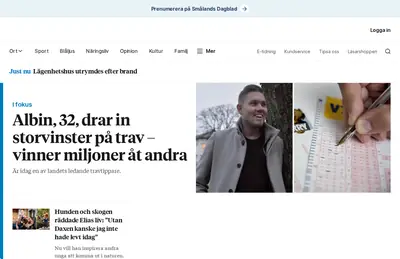 Smålands Folkblad startsida 2023