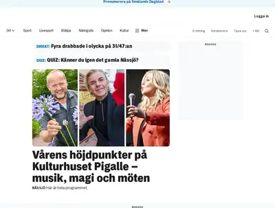 Smålands Folkblad startsida 2026