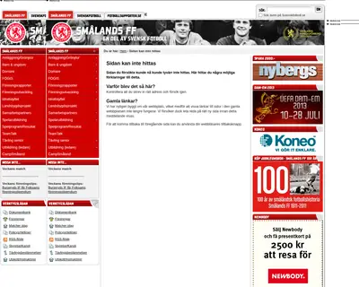 Smålands Fotbollförbund startsida 1999