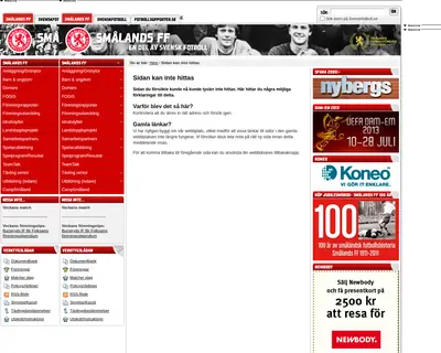 Smålands Fotbollförbund startsida 2000