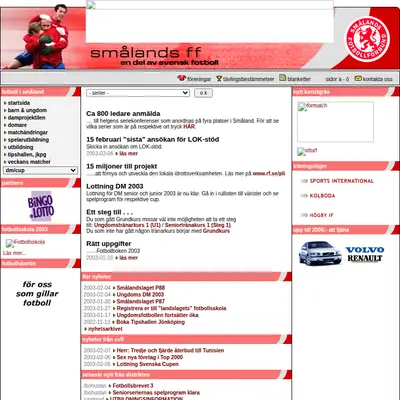 Smålands Fotbollförbund startsida 2003