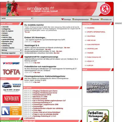 Smålands Fotbollförbund startsida 2006