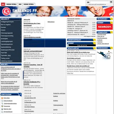 Smålands Fotbollförbund startsida 2010