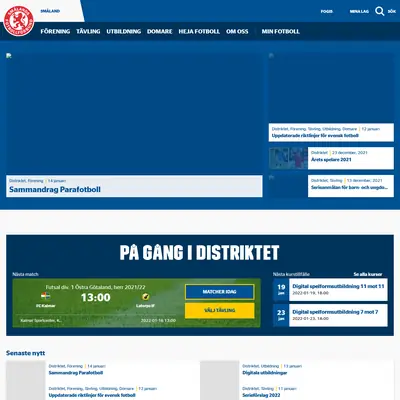 Smålands Fotbollförbund startsida 2022