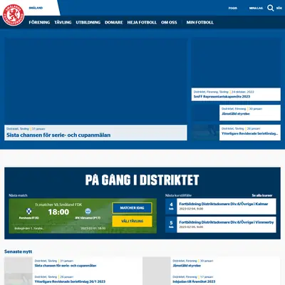 Smålands Fotbollförbund startsida 2023