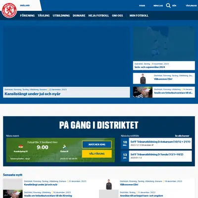 Smålands Fotbollförbund startsida 2024