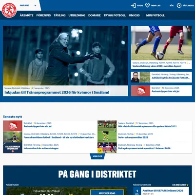 Smålands Fotbollförbund startsida 2026