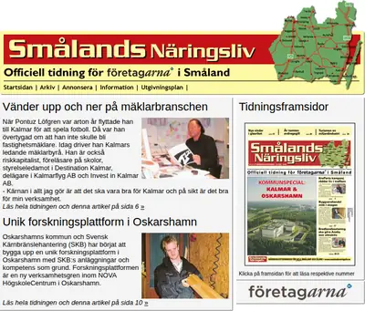 Smålands Näringsliv startsida 2008