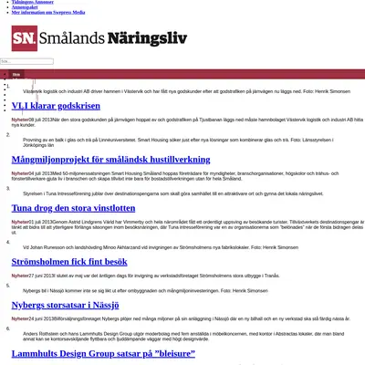 Smålands Näringsliv startsida 2013