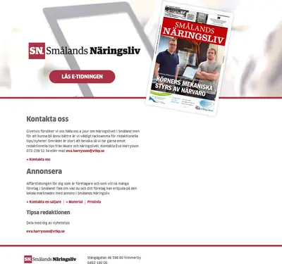 Smålands Näringsliv startsida 2022