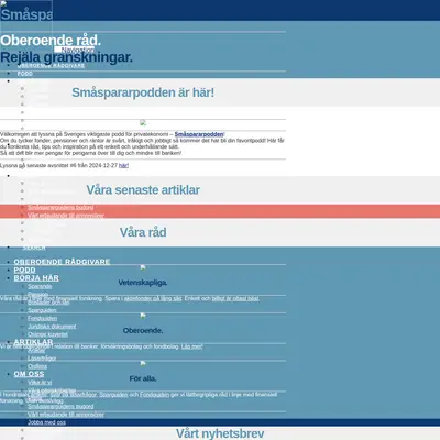 Småspararguiden, smaspararguiden.se startsida 2025