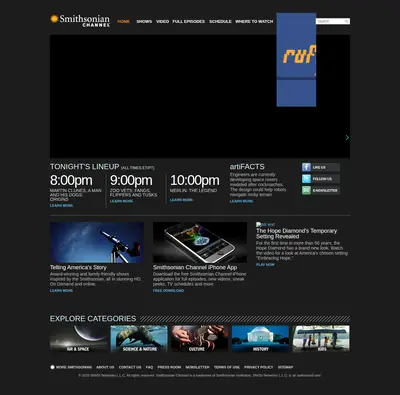 Smithsonian Channel Selects startsida 2011
