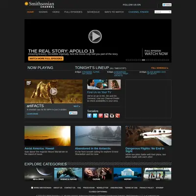 Smithsonian Channel Selects startsida 2014