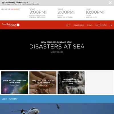 Smithsonian Channel Selects startsida 2019