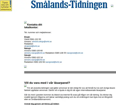 Smålands-Tidningen startsida 2005