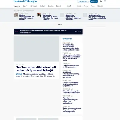 Smålands-Tidningen startsida 2020