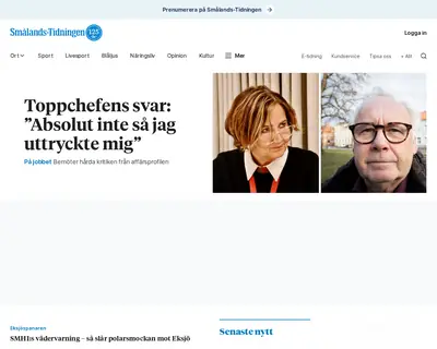 Smålands-Tidningen startsida 2025