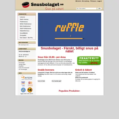 www.snusbolaget.se startsida 2010