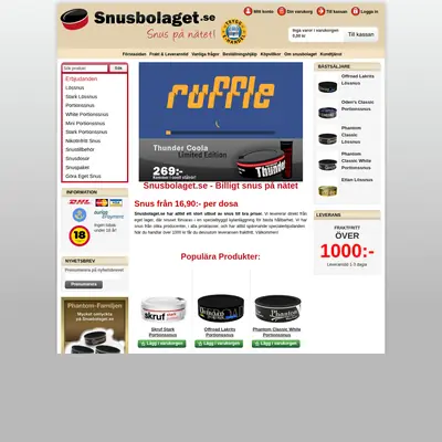 www.snusbolaget.se startsida 2011
