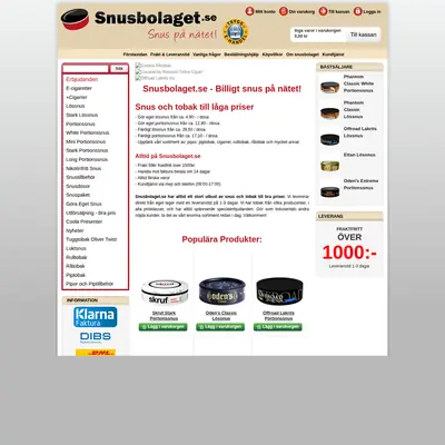 www.snusbolaget.se startsida 2013