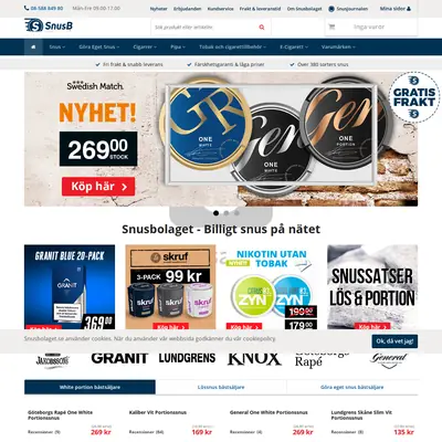 www.snusbolaget.se startsida 2017