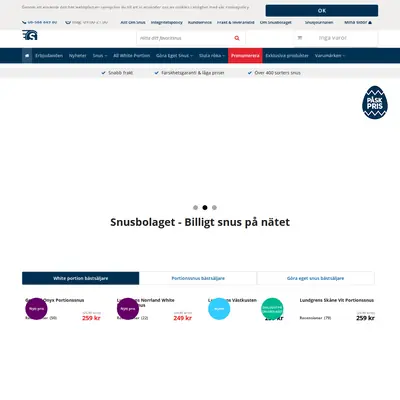 www.snusbolaget.se startsida 2019
