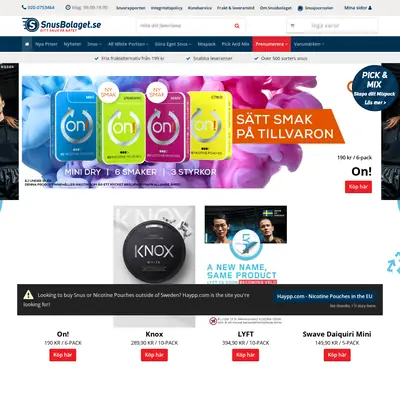 www.snusbolaget.se startsida 2022