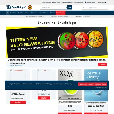 www.snusbolaget.se startsida 2024