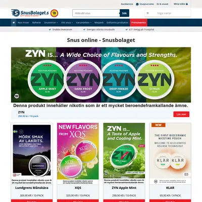 www.snusbolaget.se startsida 2025