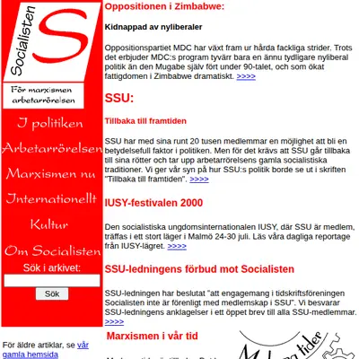 www.socialisten.nu startsida 2000